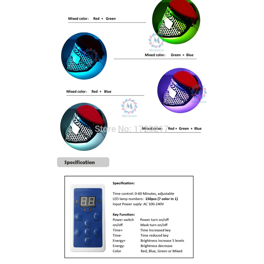 Skin LED Mask Led Skin Rejuvenation Acne Red Blue Green LED Therapy - Image 6