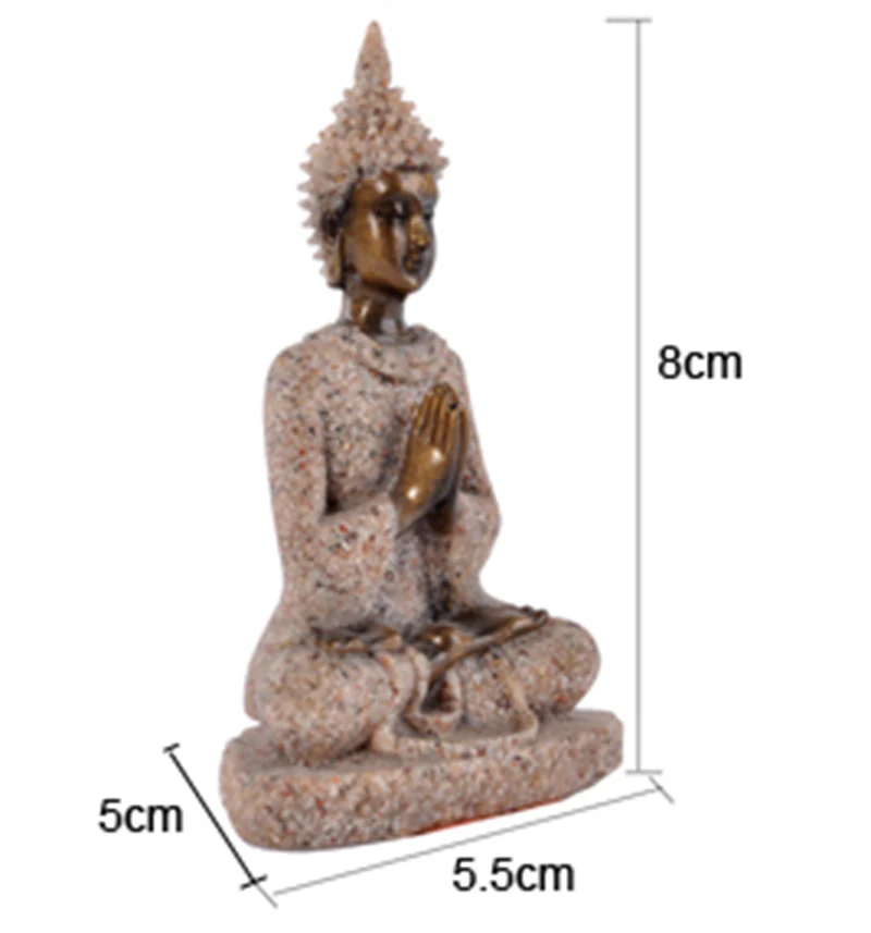 small Thailand fenghui buddha statue for home office decoration resin sandstone crafts 8cm - Image 5