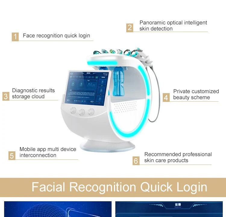 Smart Ice Blue Magic Mirror Skin Analyzer Face Lifting Microdermoabrasion Oxygen Sprayer Hydrodermabrasion Deep cleaning Machine - Image 10