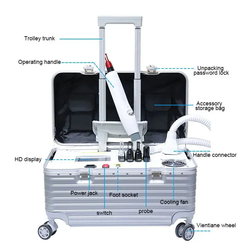 Suitcase Tattoo Removal ND Yag Pico Laser Spot Eliminate Carbon Fiber Stripping Red Aiming Point Skin Pigment Removal Machine - Image 3