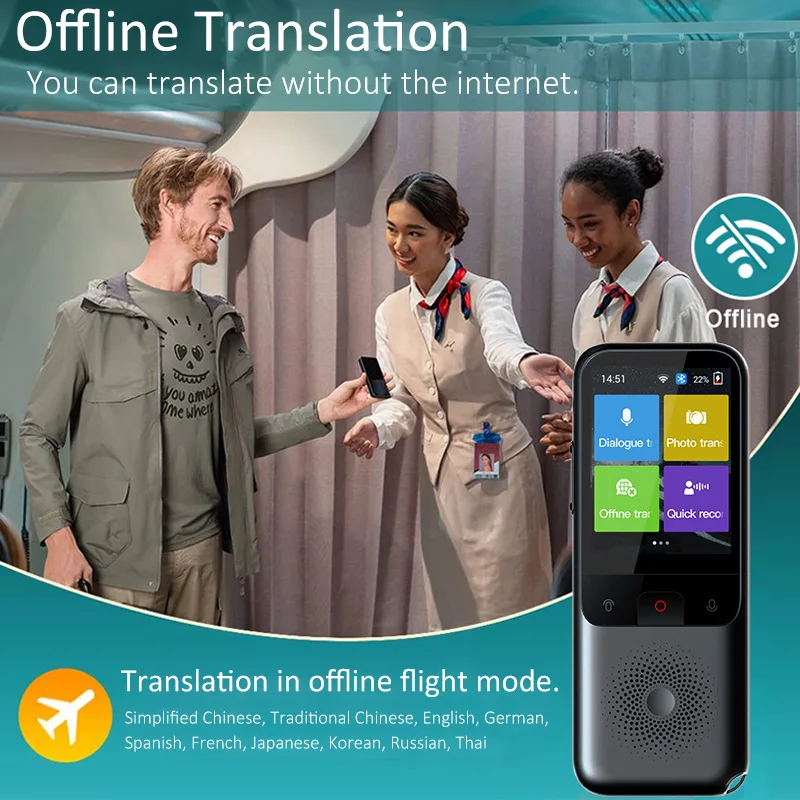 T11 Portable Smart Voice Translator 10 Countries Offline 138 Languages WIFI Photo Recording Translator Business Travel - Image 3