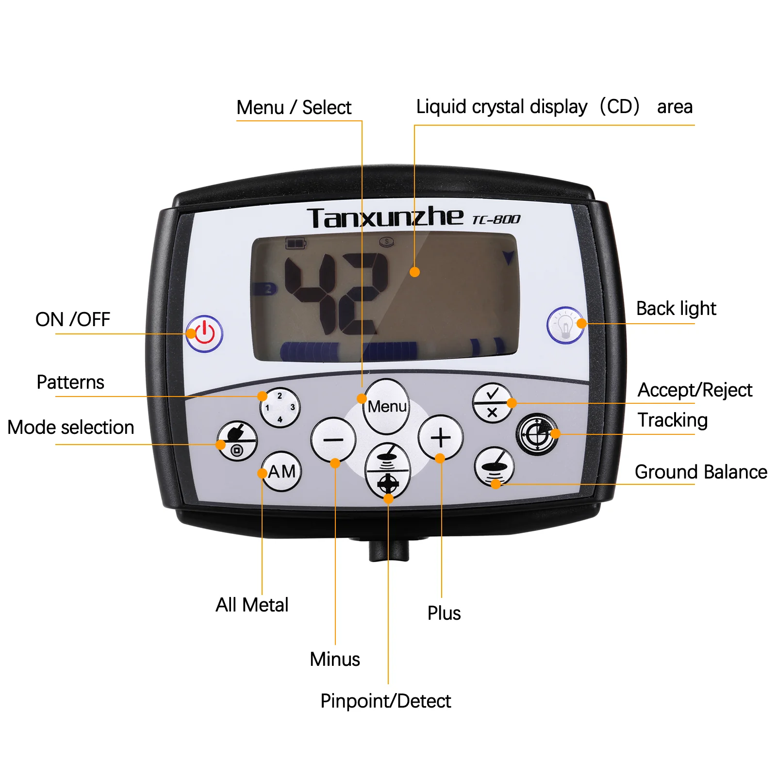 TC-800 11 Inch Metal Detector Underground Professional Depth Search Finder Gold Detector Treasure Hunter Detecting Pinpointer - Image 6