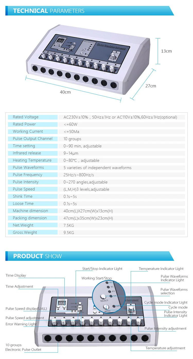 Tens Hot Machine Professional Far Infrared Heat Russian Wave Electric Muscle Stimulator EMS Machine Home And Salon Use - Image 3