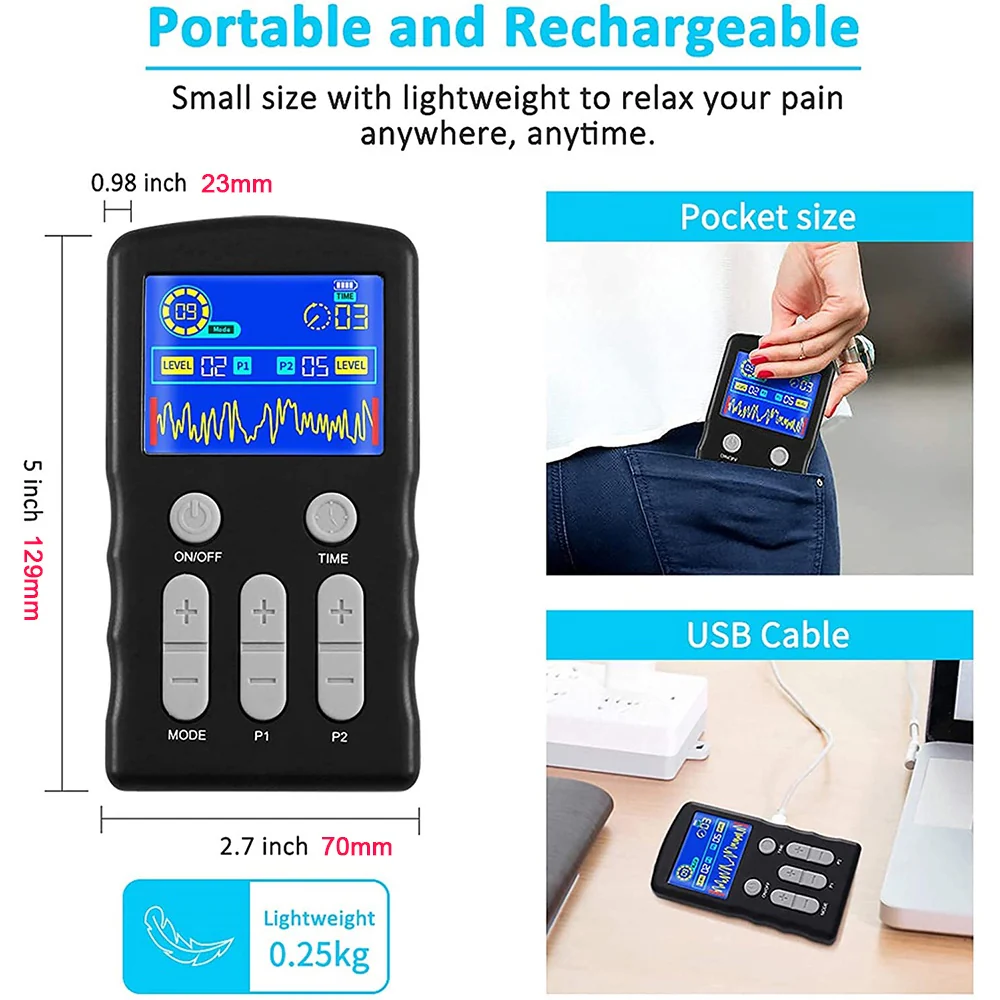 Tens Unit 25 Modes 50 Intensity Electric Stimulation Massager Muscle EMS Therapy Body Pain Relief Tool Health Care Machine - Image 5