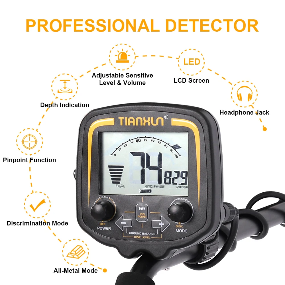 TIANXUN TX-850 Professional Metal Detector Underground Depth 2.5m Scanner Search Finder Gold Detector Treasure Hunter Pinpointer - Image 5