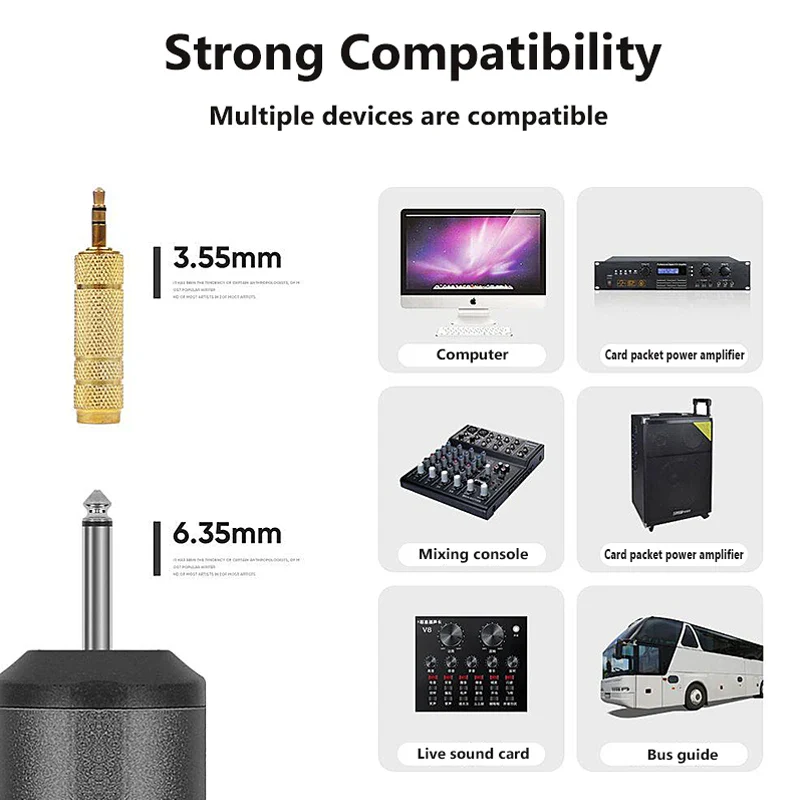 UHF Portable Wireless Headset/ Lavalier Lapel Microphone with Bodypack Transmitter and Receiver 1/4 inch Output,Live Performer - Image 6