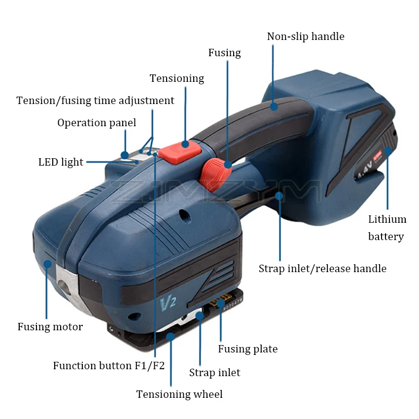 V2 Electric Strapping Machine for 13-16mm PET/PP Strap Portable Automatic Packaging Tool Hot Melting Baler Digital Display - Image 4