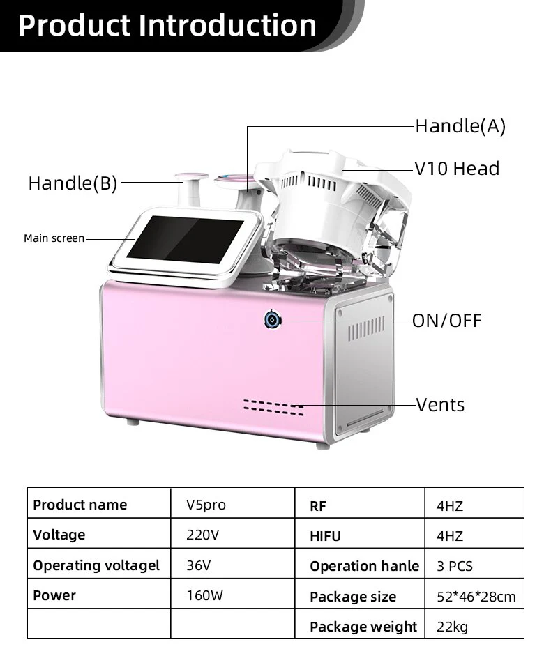 V5 PRO Focused Ultrasound System Vacuum Cavitation Slimming Weight Loss System EMS(Microcurrent)+RF+Cavitation - Image 8