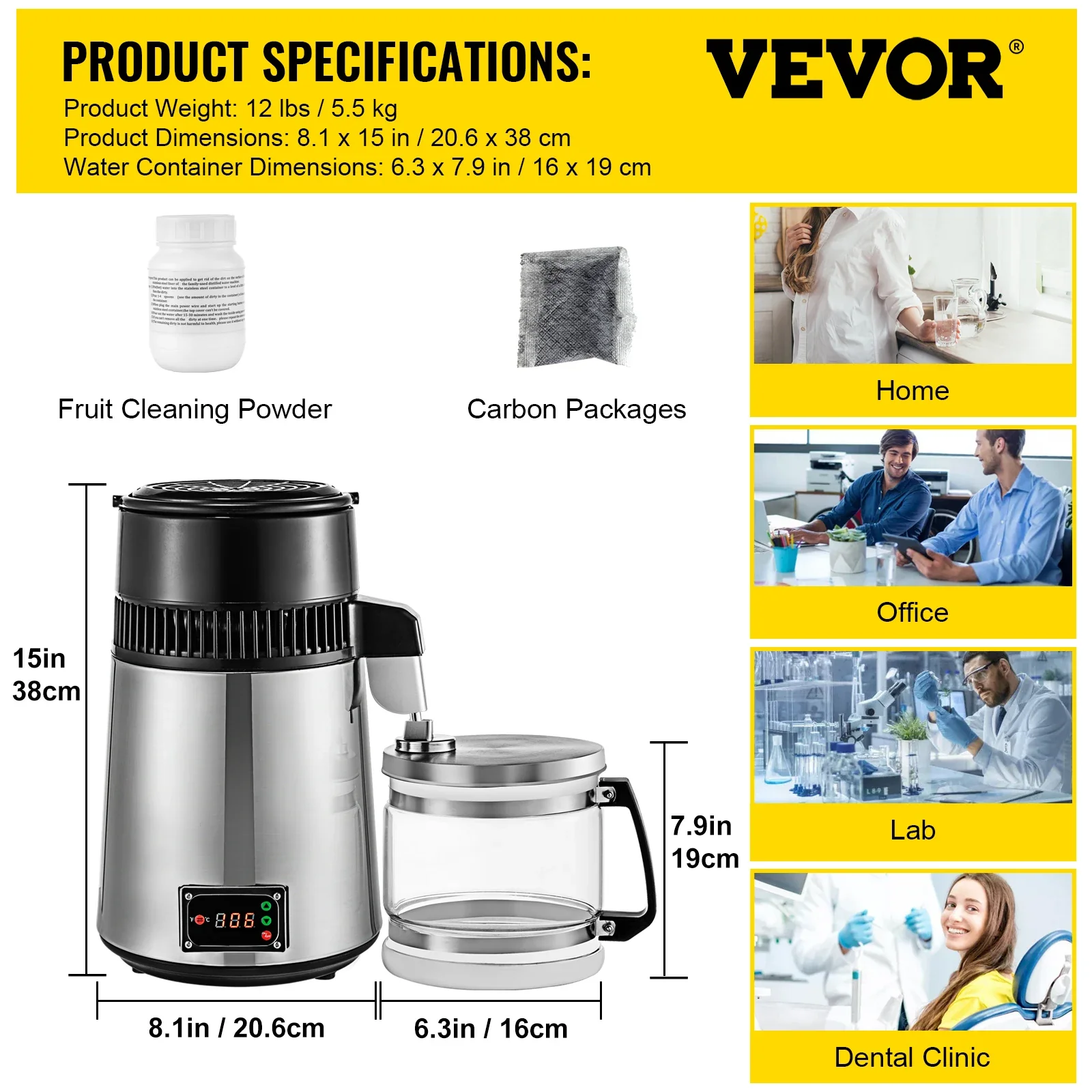 VEVOR Distilled Water Machine 4L Temperature Controlled Water Distiller Safe Health Water Distiller Stainless Steel 110V/220V - Image 6