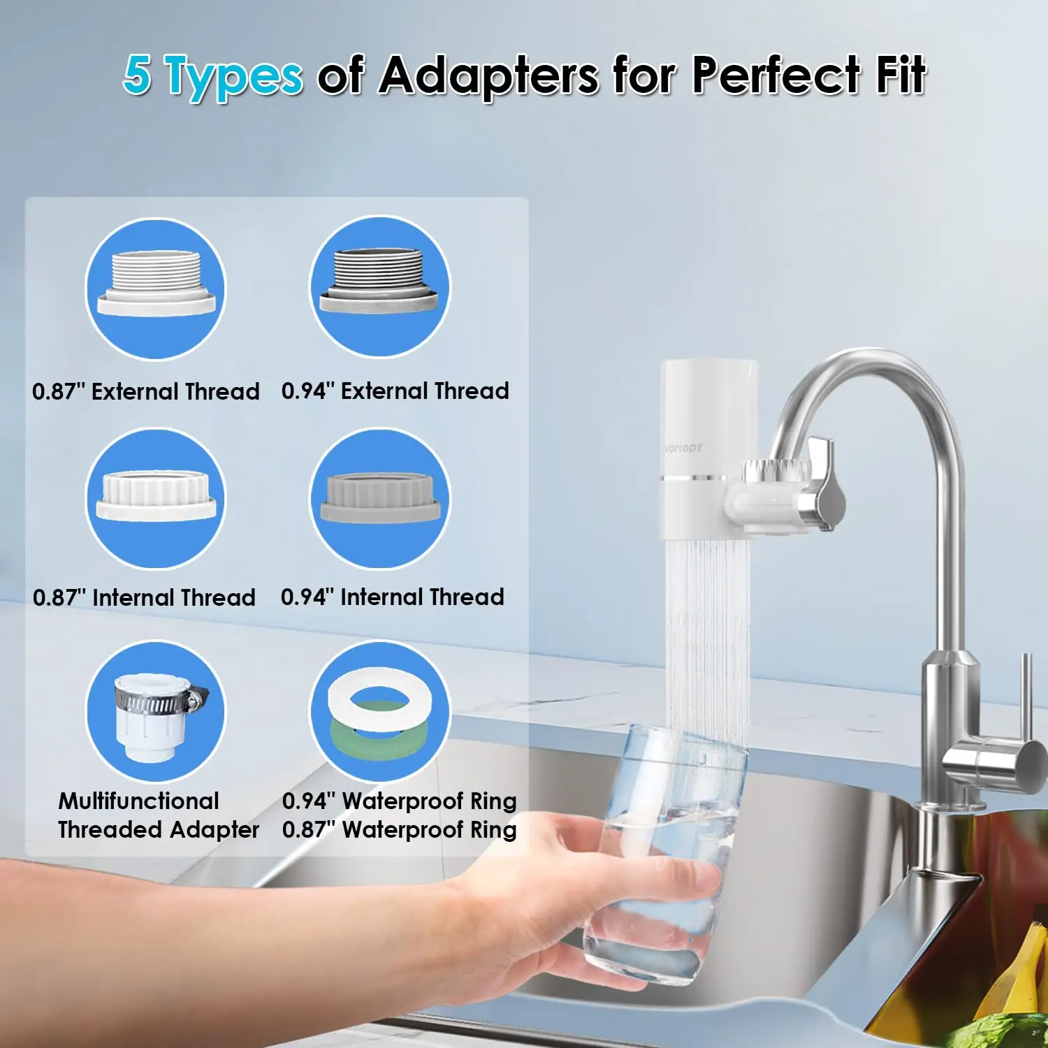 Faucet Tap Water Filter Purifier System, Reduces Lead, Chlorine & Bad Taste NSF Certified 320-Gallon Kitchen - Image 6