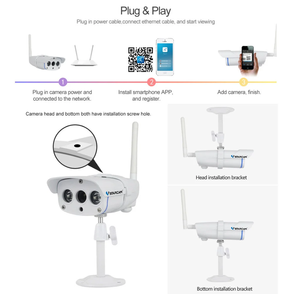 VStarcam C7816WIP Waterproof IP Camera Wireless IR-Cut Memory Storage 64G TF Card wifi Webcam CCTV Outdoor IP Camera - Image 5