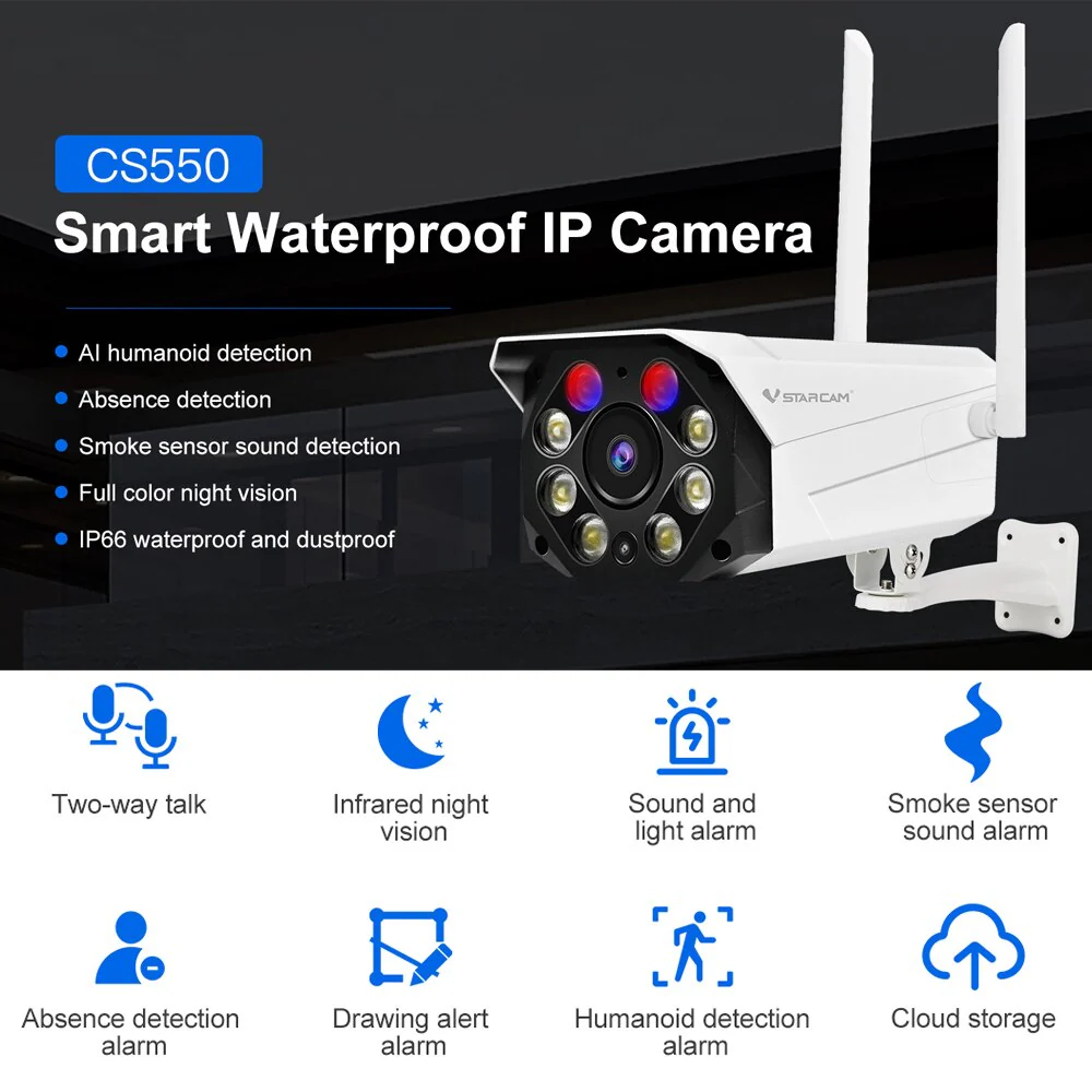Vstarcam CS550 WIFI Bullet Camera 3MP Outdoor Waterproof Vandal-proof AI Humanoid Absent Detection Wifi Smart Home Security Cam - Image 3