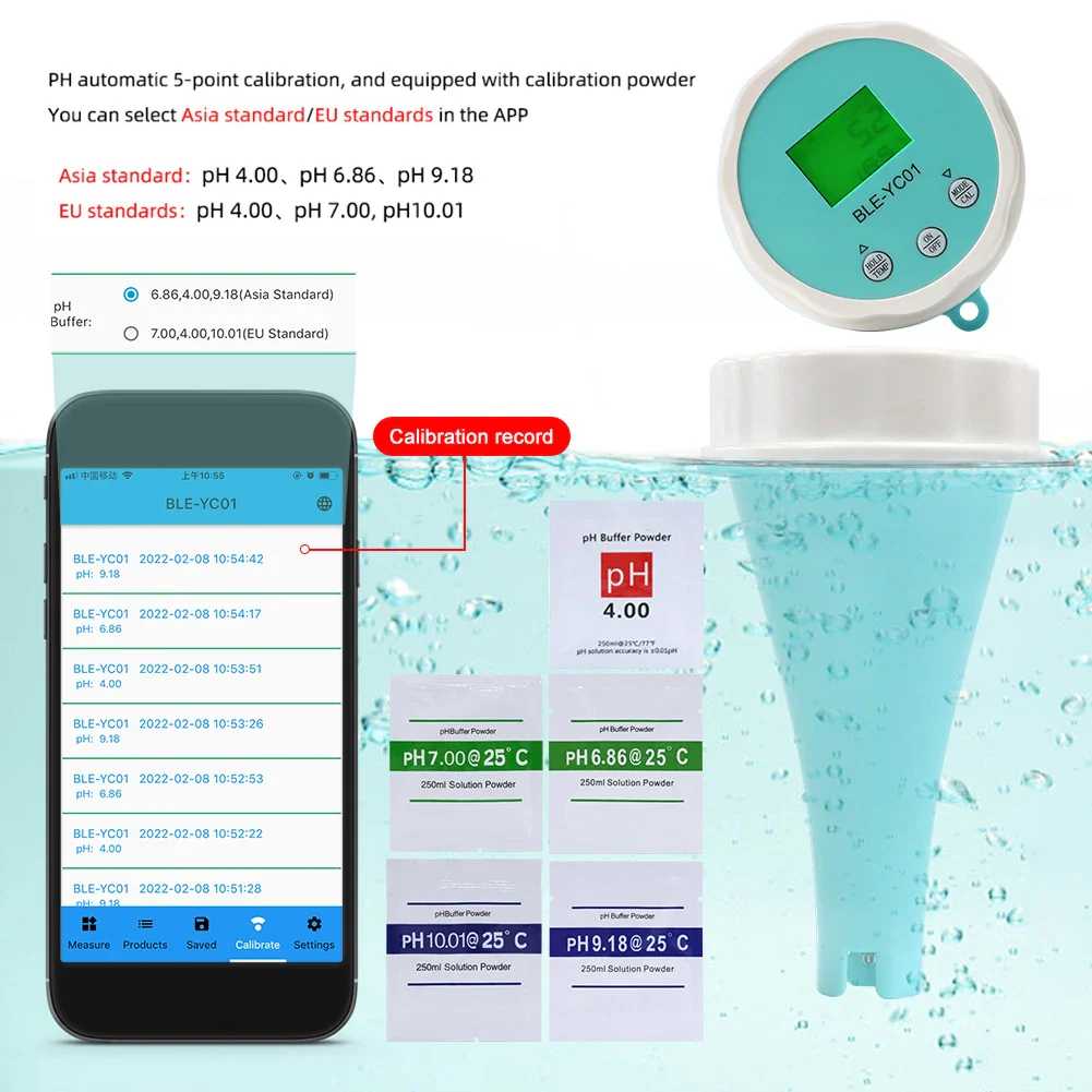 Water Quality Detector 6 In 1 PH EC Dissolved Solids ORP Temperature Chlorine Water Quality Tester BT Mobilephone APP Remote - Image 3