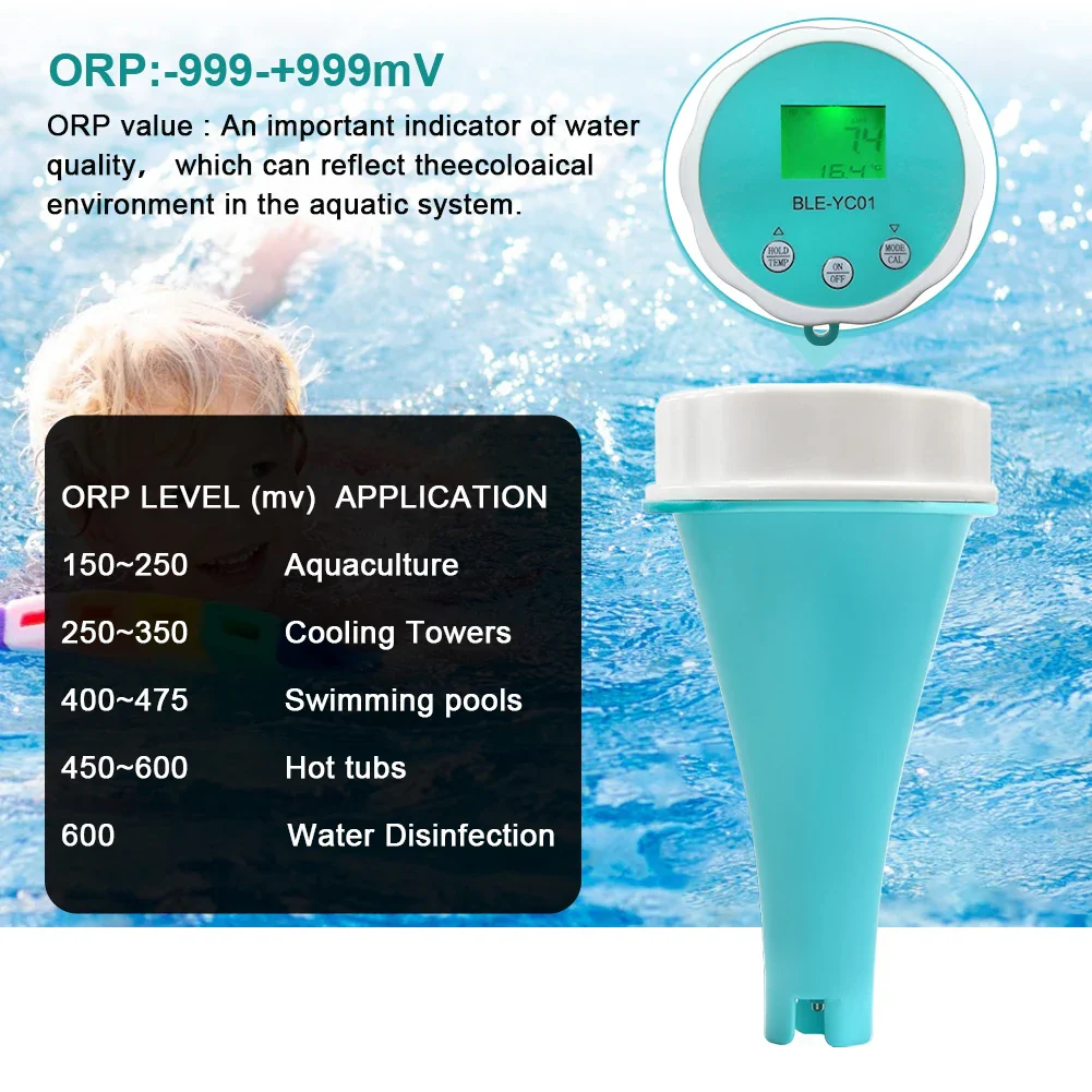 Water Quality Detector 6 In 1 PH EC Dissolved Solids ORP Temperature Chlorine Water Quality Tester BT Mobilephone APP Remote - Image 4