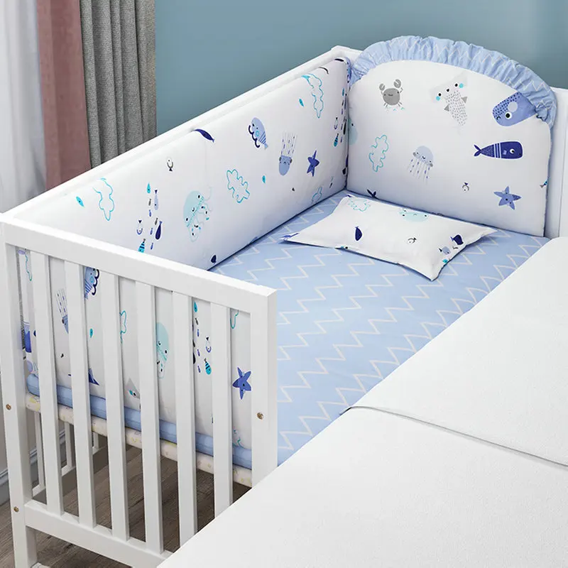 White Color Multifunctional Baby Crib, Solid Wood Newborn BB Cradle Cot, Can Splicing Big Bed - Image 2