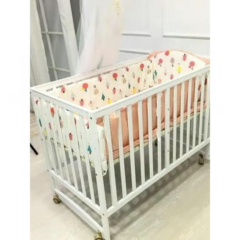 White Color Multifunctional Baby Crib, Solid Wood Newborn BB Cradle Cot, Can Splicing Big Bed - Image 3