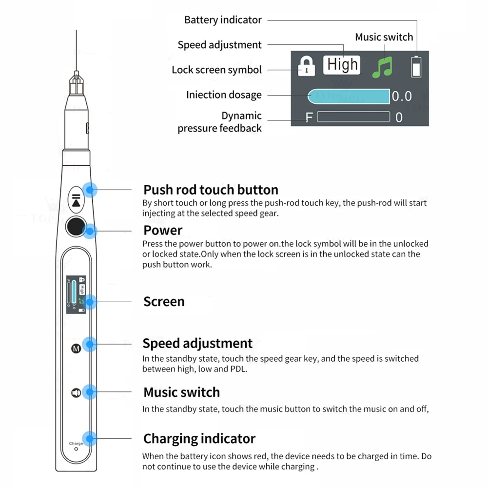 Wireless Smart Dental Anesthesia Injector LCD Display Oral Local Anesthesia Syringe Painless Pen Dentist Injection Tube Device - Image 4